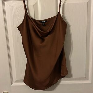 Express cocoa cowl neck tank top